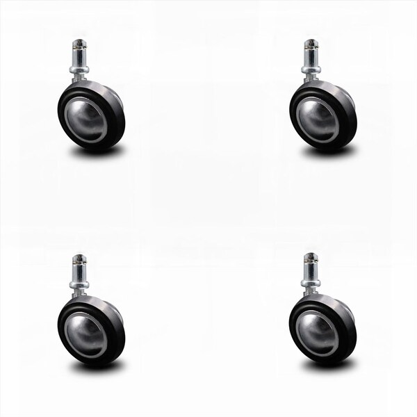 2.25 Inch Bright Chrome Soft Tread Ball Caster - 7/16 Inch Grip Ring Stem, 4PK